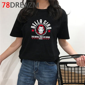 La Casa De Papel T Shirt Men Funny Cartoon Money Heist Tshirt House of Paper Kawaii Anime Bella Ciao Unisex Graphic Tees Male