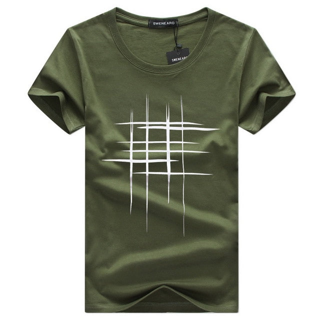 New Men Summer T- shirt Brand-Clothing Print T shirt Male Print Slim Fit Short Sleeve Tshirt Yellow White Tshirt For Male