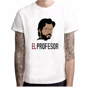 Camisa de papel de manga curta dos homens da casa de papel t camisa de camisa de papel