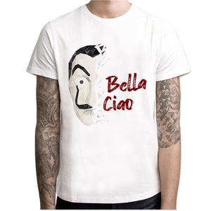 Camisa de papel de manga curta dos homens da casa de papel t camisa de camisa de papel