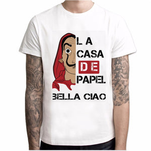 Camisa de papel de manga curta dos homens da casa de papel t camisa de camisa de papel